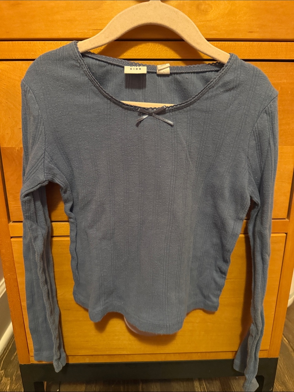 3 for $15 - GAP Slate Blue Ribbed Long-Sleeve Tee with Bow
